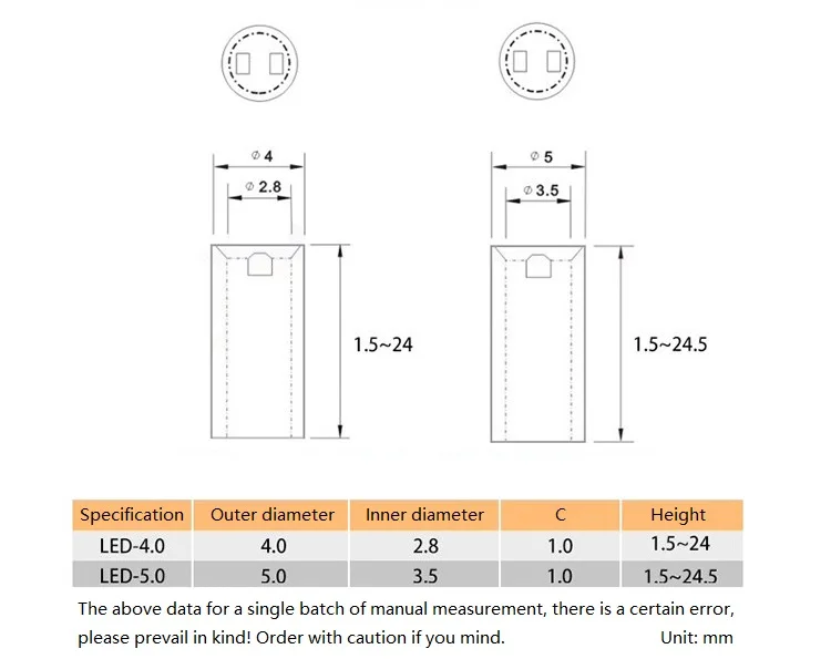 1000pcs Diameter 4mm 5mm Nylon PCB Board Mount LED Spacer Support Hood Length 1.5mm~24.5mm for LED Diodes