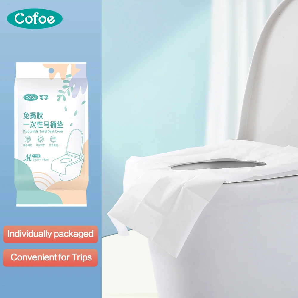 Cofoe 10 Pcs/Bag Travel Disposable Toilet Seat Covers Mat Toilet Paper Pad 100% Waterproof For Travel/Camping Bathroom Accessori