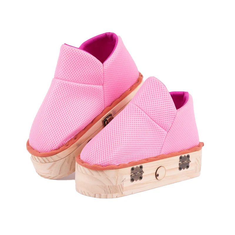 Solid Wood Moxibustion Shoes Open Flame Foot Walking Heating Box Warm Hot Compress Boots