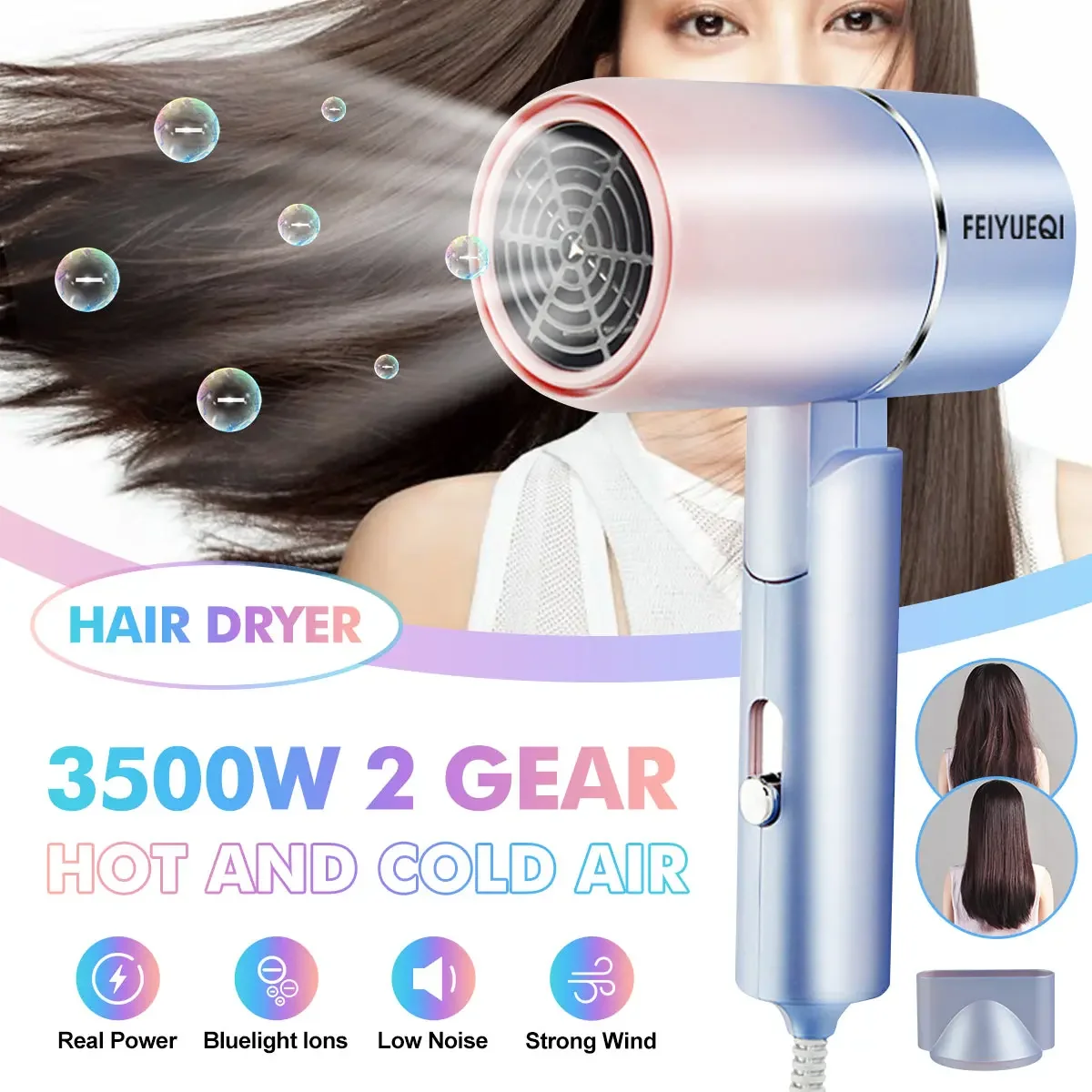 NEW 3500W Hair Dryer Salon Dryer 2 gear 220V Strong Wind Hot &Cold Wind Air Water Ionic Hammer Blower Electric Hair Dryer