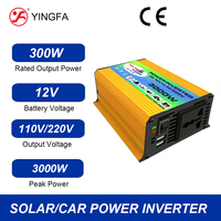 Promotion 12V To 110V 220V Inverter Rated Output 300W Solar / Car Power Inverters Modified Sine Wave 50 Hz 60Hz For Emergency