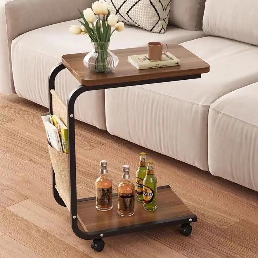 #Side Table for Living Room, Mobile Coffee Table, C-shaped Sofa Side Cabinet