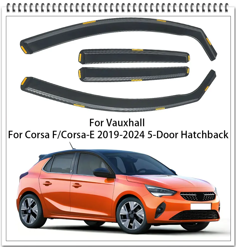 

4pcs For Vauxhall For Corsa F/Corsa-E 5-Door Hatchback 2019-2024 In-Channel Car Window Wind Deflector