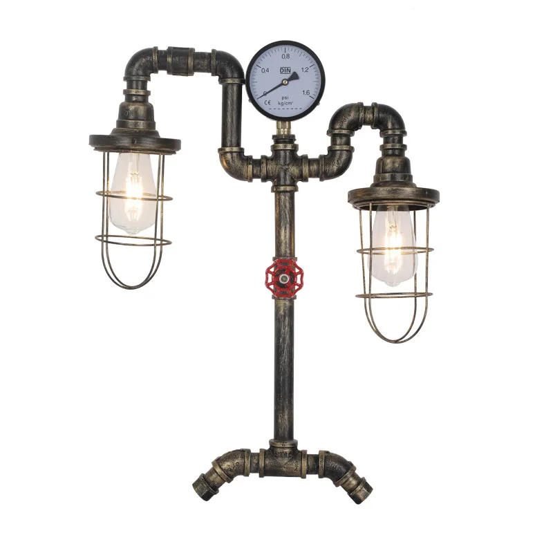 

Creative Iron Tube Desk Lamp Attic American Rural Industrial Retro Office Bar Study Table Lamp Bedroom Bedside Night Light