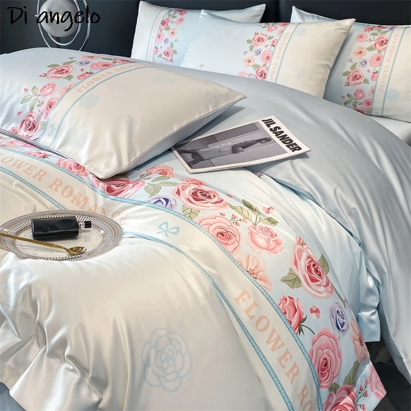 European Style Printing Bedding Sets, Wedding Gifts, Bed Linen, Duvet Cover Sheet, Pillowcase, High End, Queen, King, #/L, 4Pcs
