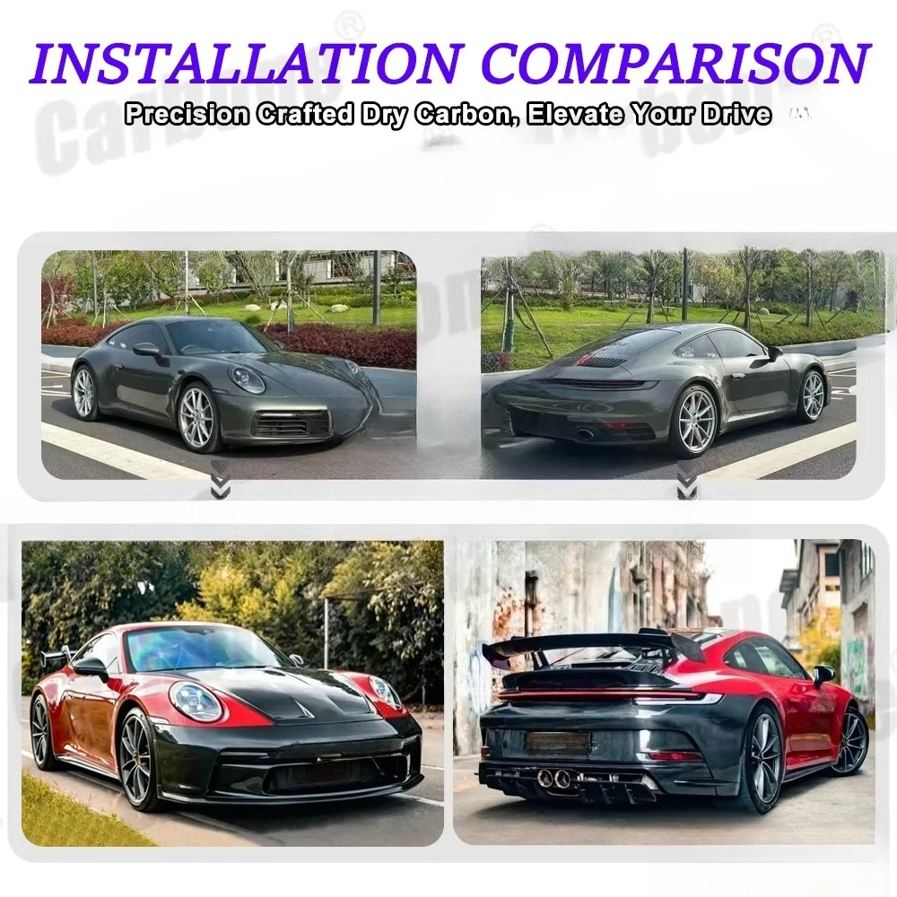 Carbone GT3 Conversion Kit Dry Carbon Fiber Car Accessories Auto Body System Side Skirt Rear Spoiler Upgrade For  911 992