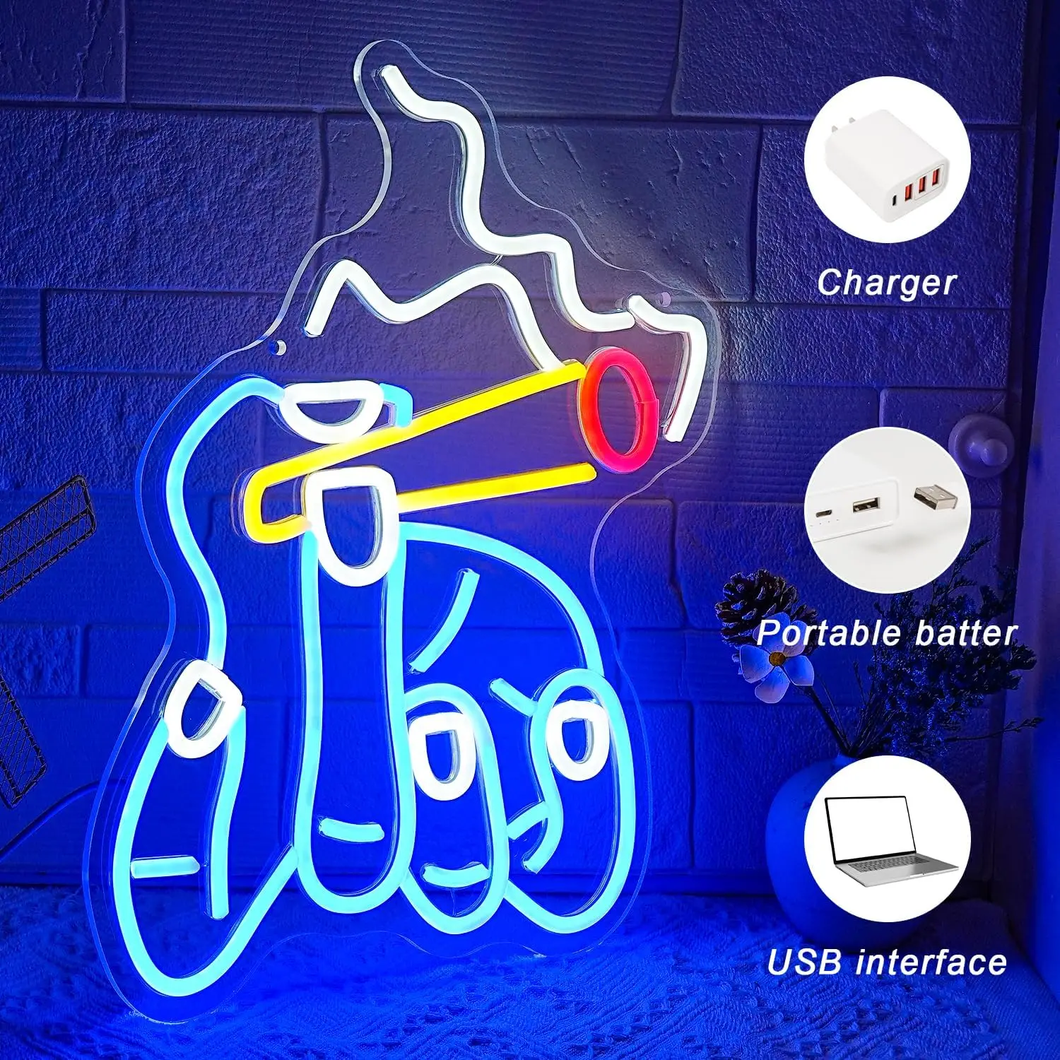 Hand Neon Sign USB Dimmable LED Neon Light for Bar Club Man Cave Boys Stoner Shop Bedroom Home Decoration Gift