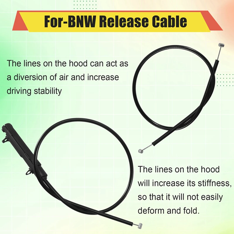 3PCS Engine Bowden Cable Hood Release Wire For-BMW E39 525I 530I 51238176595 51238190754 51238176596