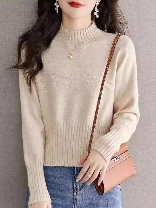 

Осенне-зимний женский трикотаж с высоким вырезом, свободный базовый слой, топ, универсальный утягивающий топ, Boting irt