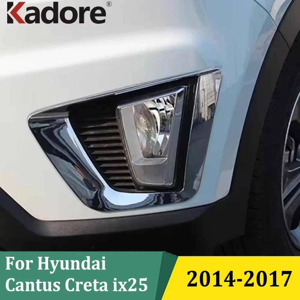 

For Hyundai Cantus Creta ix25 2014 2015 2016 2017 Chrome Front Foglight Eyebrow Strips Fog Light Cover Trim Car Accessories