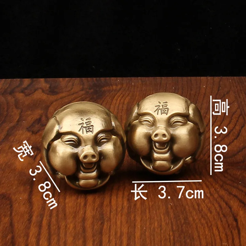 Brass Lucky Pig Everything Goes Well Dragon Head Walnut Lion Awakening God of Wealth Hand Ball Handheld Toy Pur