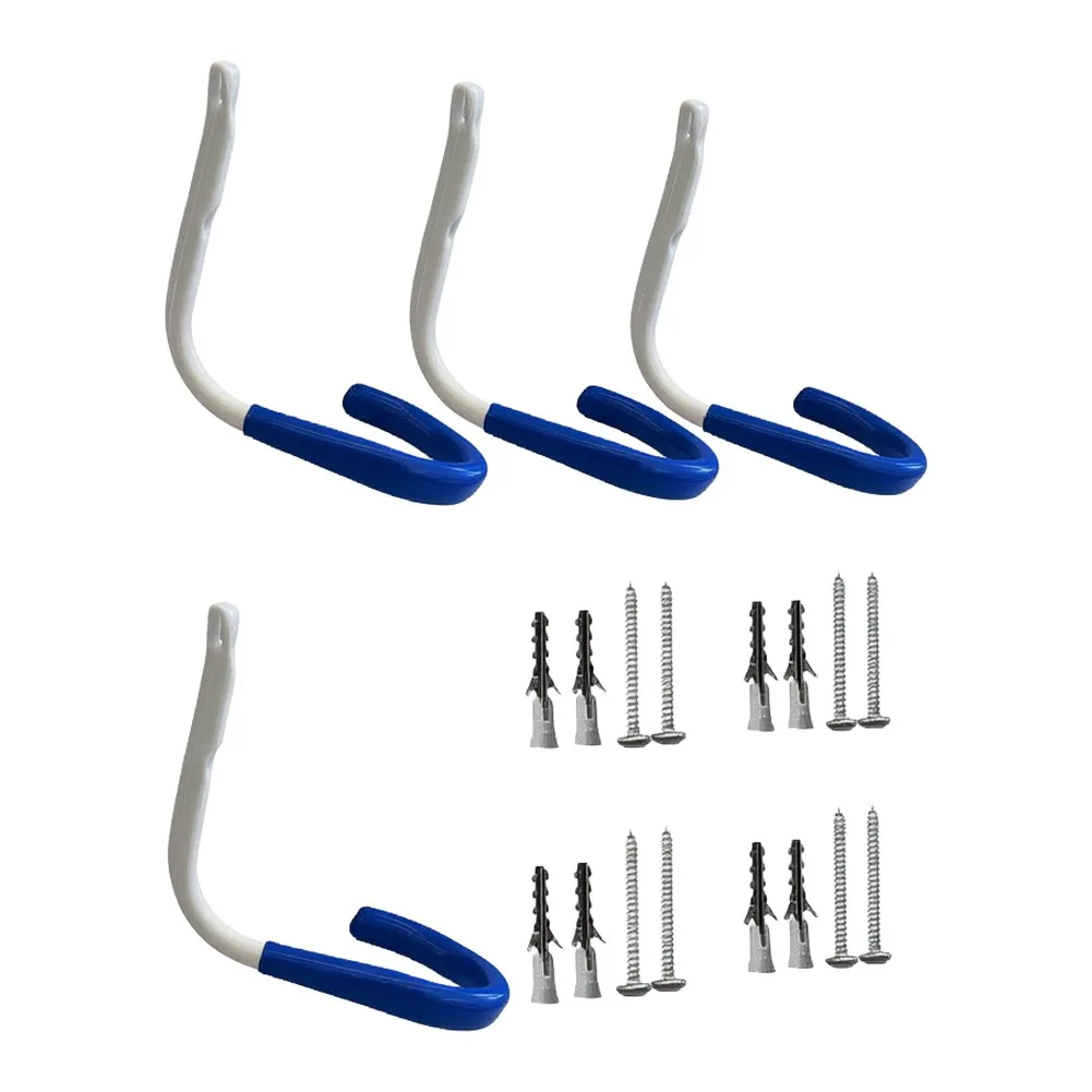 Wall Mount J Hook Bicycle Rack for Garage Workshop Iron Frame PVC Coated 15kg Load 16 11 20.5cm 4 Hooks 8 Screws