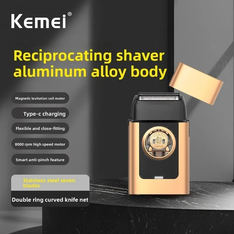 ماكينة حلاقة كهربائية لاسلكية للرجال من Kemei KM-T409، رأس ترددي، ماكينة تشذيب اللحية، أداء قوي، عمر بطارية طويل #3