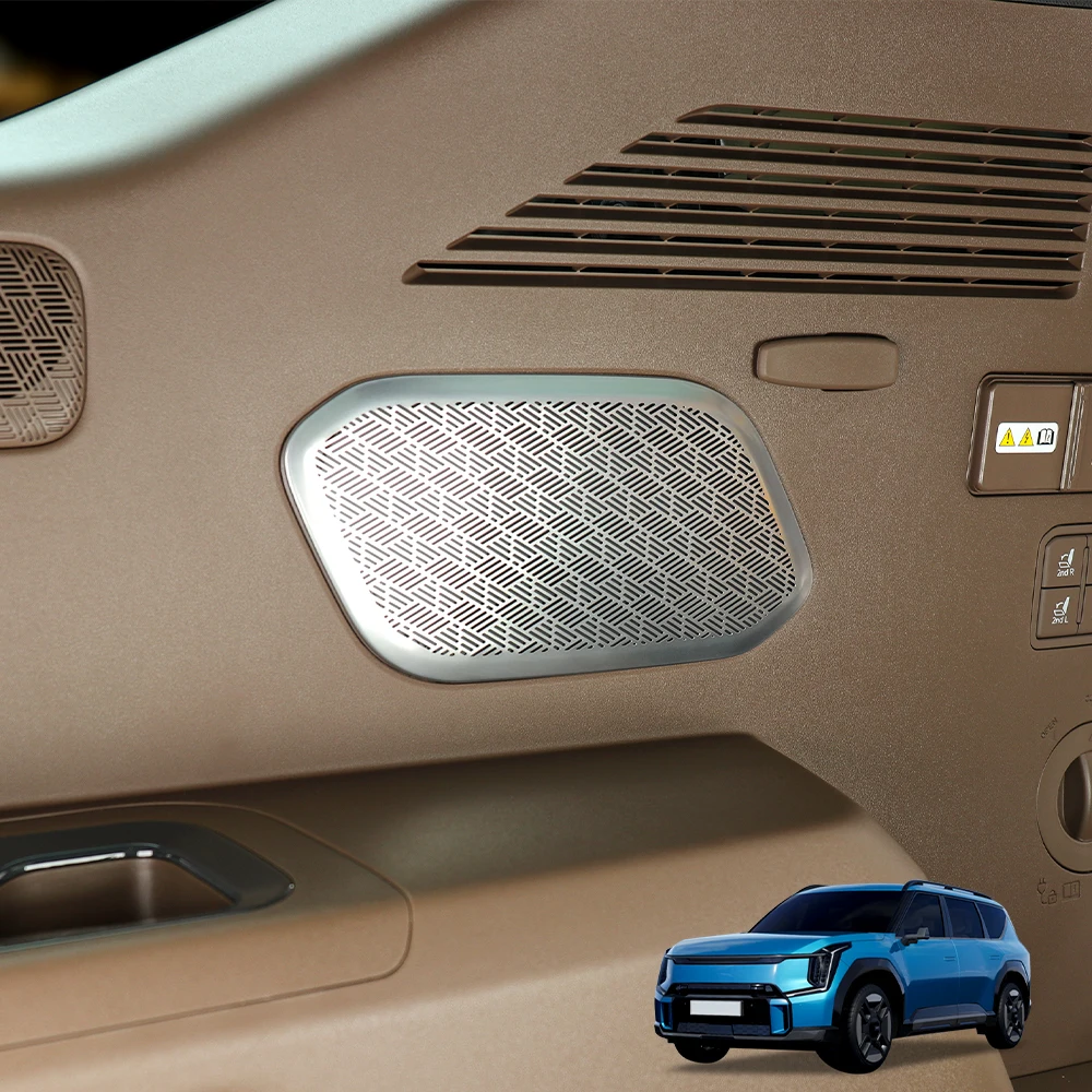 

For Kia EV9 3PCS Stainless Steel Silver Trim Door Panel Audio Speaker Cover Interior Moulding