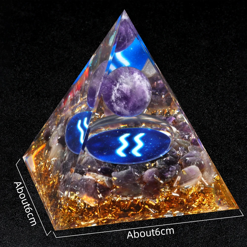 Constellation Gift Energy Resin Pyramid Amethyst Healing Natural Crystal Tree Reiki Chakra Generator Orgonite Pyramid Room Decor