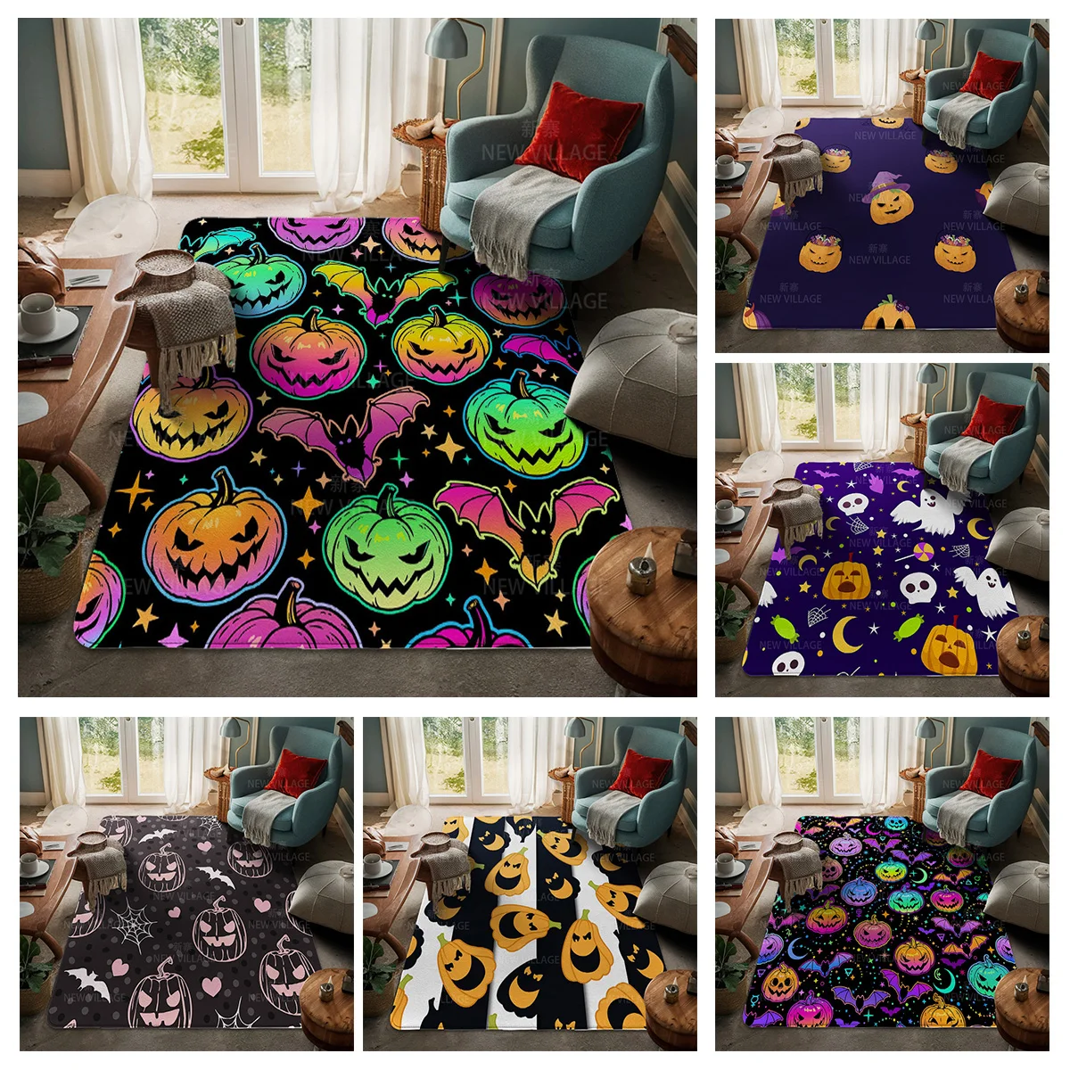 

House entrance carpet Home door mat Living Room Bath Foot bathroom non-slip water absorption rugs bath Halloween Autumn Pumpkin