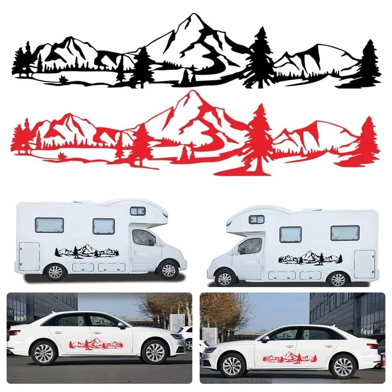 150cm RV Sticker Mountain & Tree Scene Car Sticker and Decals Forest Vinyl Graphic Kit for Camper RV Trailer Car Accessories