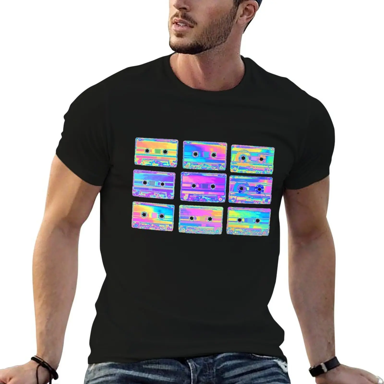 

Holographic Cassettes T-Shirt funny t shirts dark humor t shirt man luxury man t shirts cotton T-Shirt
