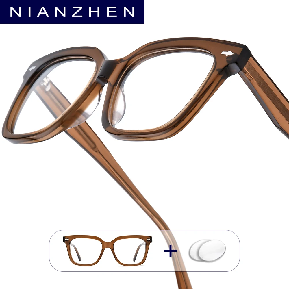 NIANZHEN Progressive Prescription Glasses Men Photochromic Myopia Optical Lens Square Eyewear Acetate Eyeglasses Frame 88028