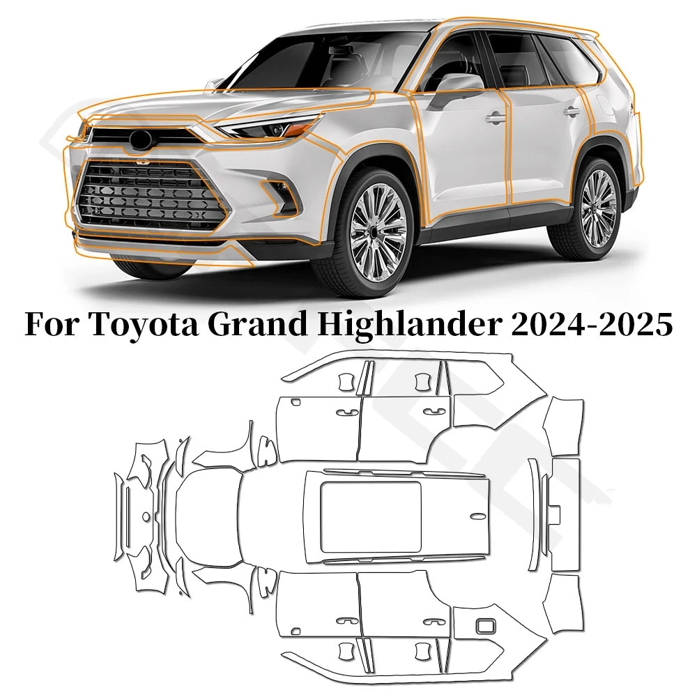 

Защитная пленка для краски из ТПУ для Toyota Grand Highlander 2024 2025, предварительно вырезанная защита от царапин PPF, прозрачный бюстгальтер, наклейка, аксессуары