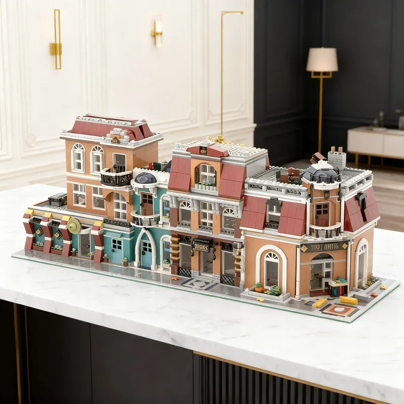 

6055 деталей MOC 3-в-1: Модульная модель книжного магазина/уличного пейзажа, строительные блоки, архитектурные конструкторы, рождественские подарки, идея для игрушки, развивающая игрушка