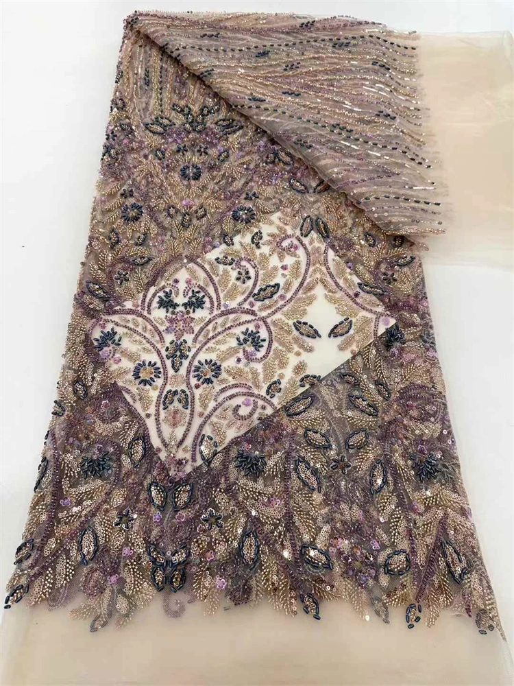 أحدث عرض ساخن لعام 2025 قماش دانتيل ثقيل مطرز فرنسي فاخر جديد راقي نيجيري أفريقي مع قماش ترتر لحفلات الزفاف