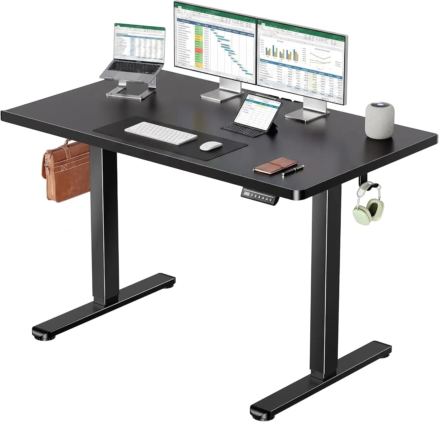 Electric Standing Desk Adjustable Height, 48 inch Large Standing Desk with Deeper Tabletop & 4 Memory Presets, One Piece Standin