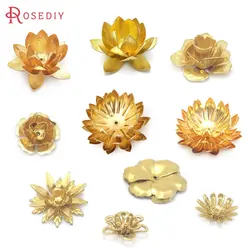 Not plated color Brass 3D Multi-layer Flower High Quality Diy Jewelry Making Supplies Accessories for Women Findings Accessories