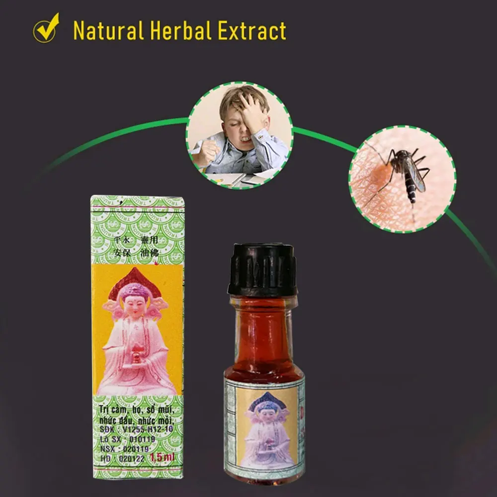 Vietnam Buddha Oil for Headache Toothache Stomachache Dizziness Back Pain Active Oil Dizziness