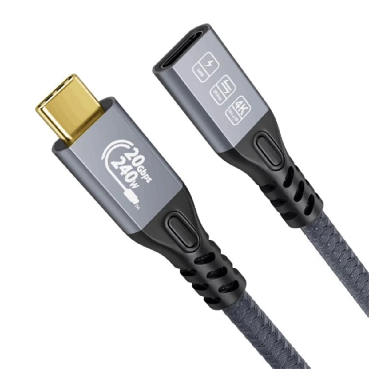 USB Extension Cable 4K Cable Type-C Male to Female Extension Ultra HD 20Gbps 240W Data Quick HD Transmission Line 0.25m