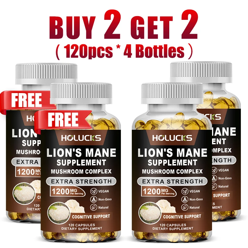 

Органические капсулы с грибом Львиная грива HOLUCKS, способствующие адаптации к стрессу, улучшению концентрации внимания и иммунитета, способствующие общему оздоровлению.