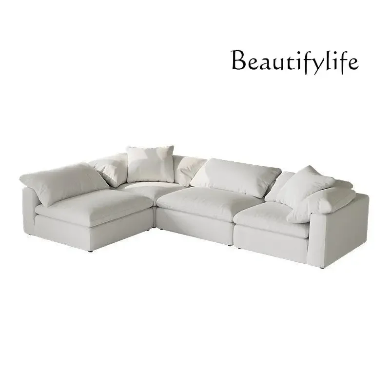 

Simple cloud sofa designer cream wabi wind down module linen fabric straight sofa combination