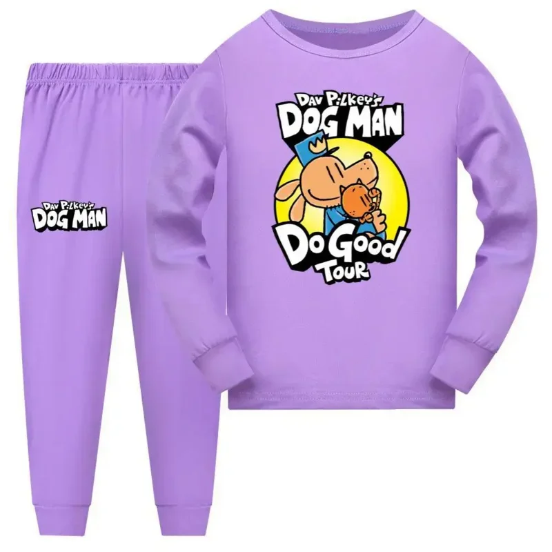 SN60 Dog Man children pajamas long sleeve shirt pants 2PCs cartoon Dogman sleepwear kids autumn pajamas for girl toddler baby1&2