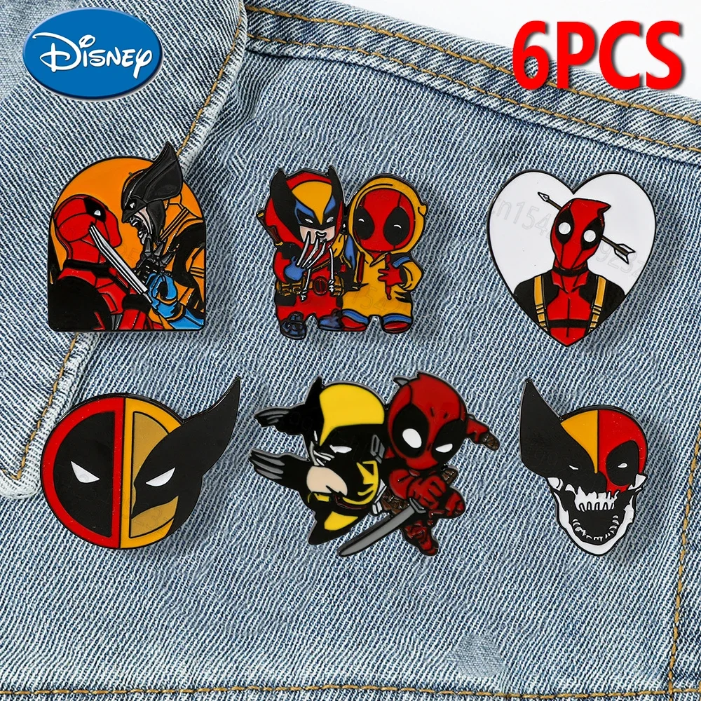 1Set Deadpool and Wolverine Enamel Pins Cute Cartoon Movies Superhero Pin Ladies Brooch Boys Shirt Badge Hat-Pin Gift for Friend