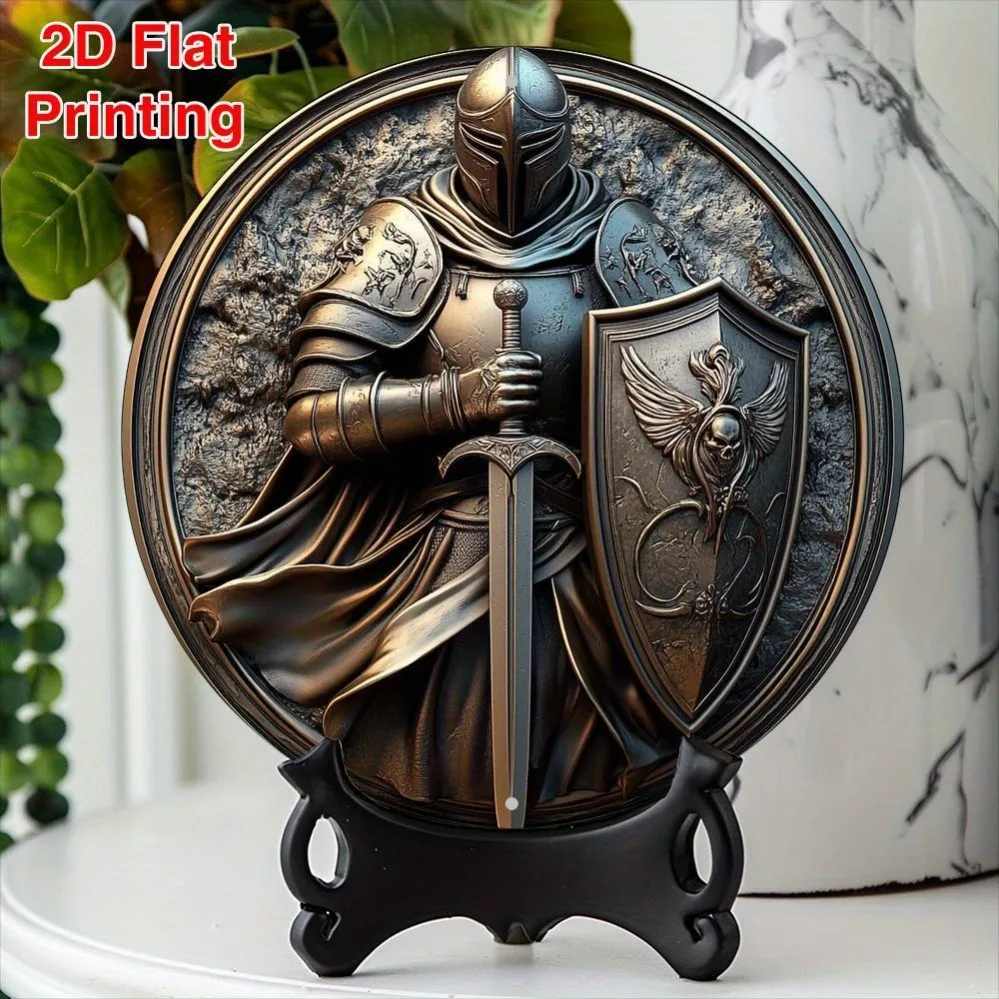Ritterschwert und Schild, Aluminium-Metallschild, 20,3 x 20,3 cm – Zuhause, Büro, Wand, Garten, Dekoration, Vatertagsgeschenk, 1 Stück