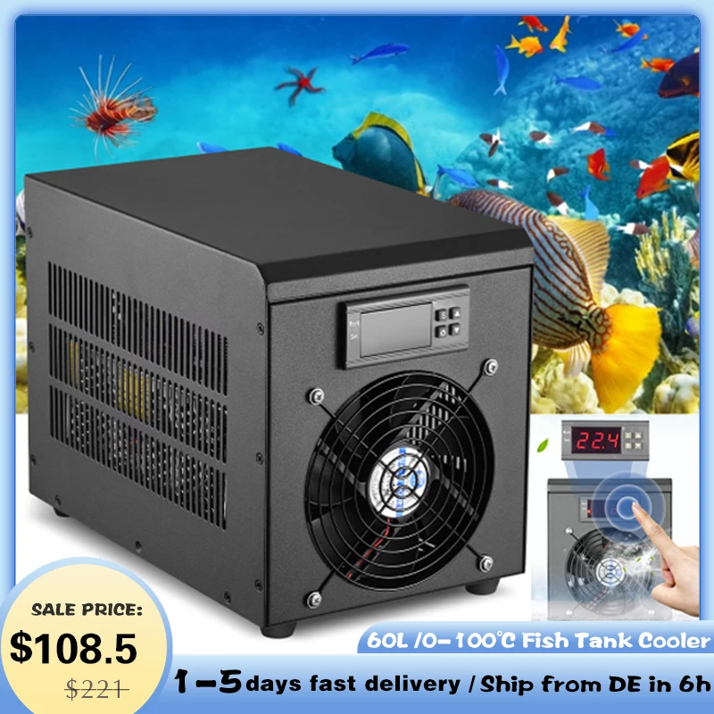 Aquarium Water Chiller 60L Fish Tank Cooler System 0-100℃ Constant Temperature Device 200W Sustainable Refrigeration