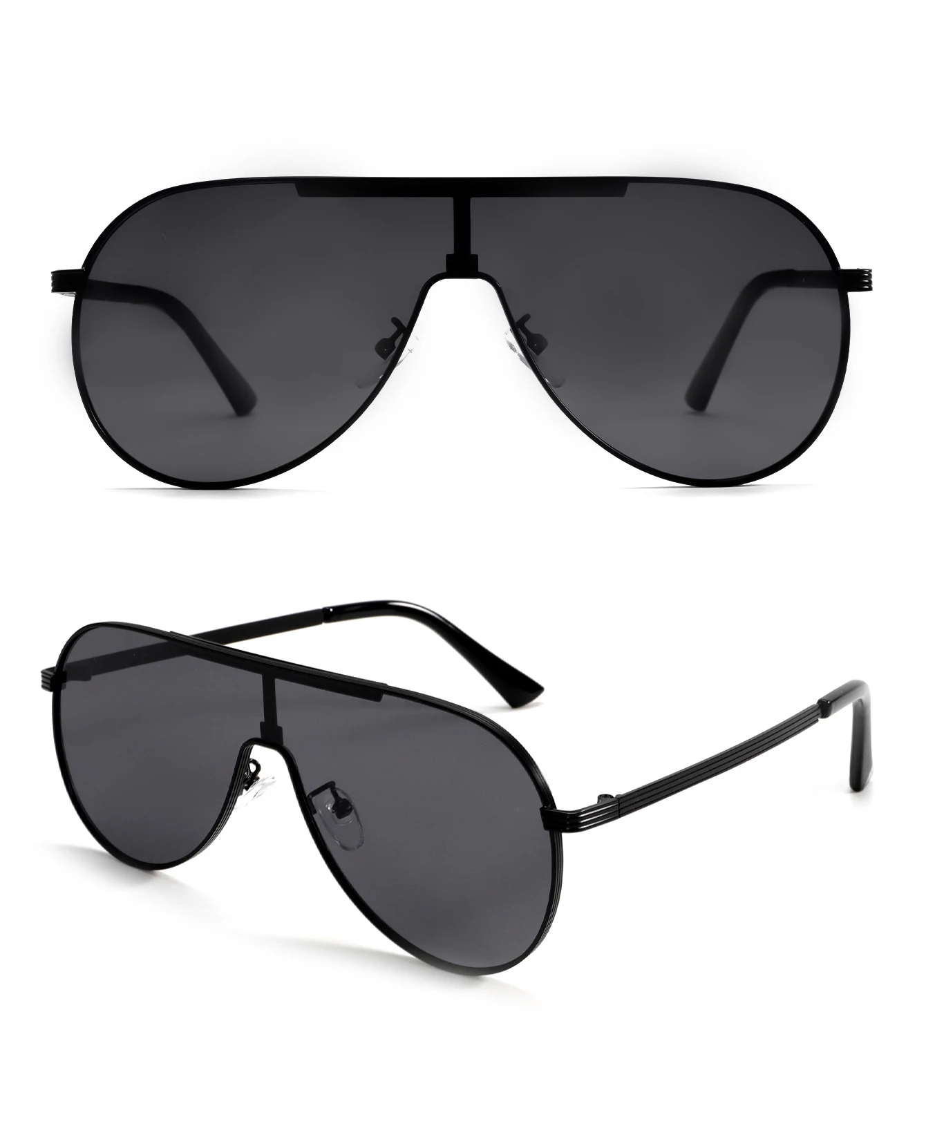 Retro Piloten-Sonnenbrille Unisex Großrahmige Brille Luxuriöse Metallbrille Outdoor-Fahrbrille Punk-Sonnenbrille Einteilige Sonnenbrille – Detail 6
