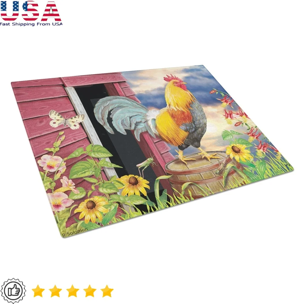 

Large Tempered Glass Cutting Board Heat Resistant Non Skid Feet Unique Artist Prints Kitchen Decor 12x16 Inches Colorful
