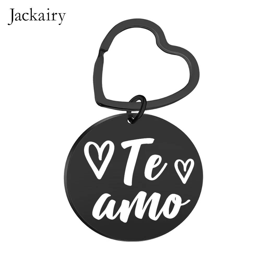 Spanish Valentines Day Keychain for Boyfriend Husband Te Amo Couple Keyring Pendant Necklace Birthday Anniversary Christmas Gift