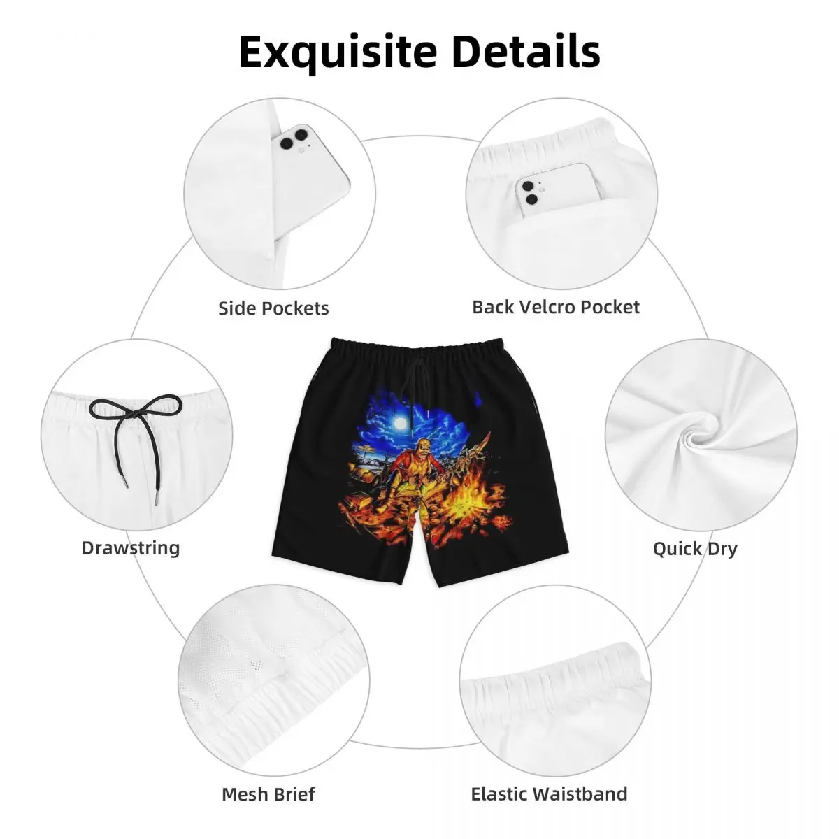 Swimsuits Horror Skull Board Shorts Summer 3D Print Classic Beach Short Pants Men Custom Sports Fitness Fast Dry Swimming Trunks