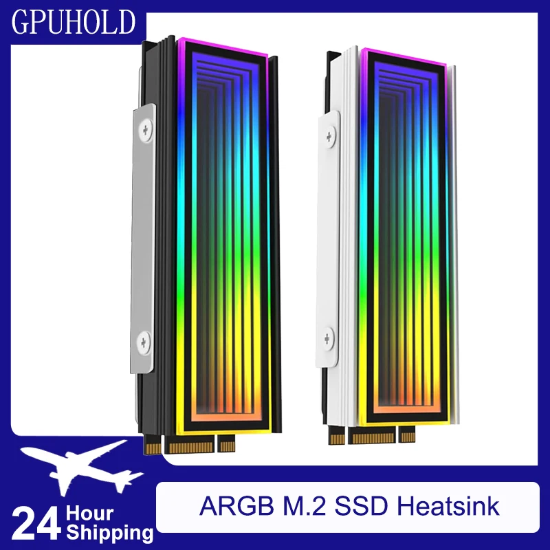 GPUHOLD 5V/3Pin ARGB AURA Sync 2280 SSD M2 Radiator Aluminum PC RGB M.2 Nvme NGFF Cooler Heatsink Solid State Drive Heat Sink