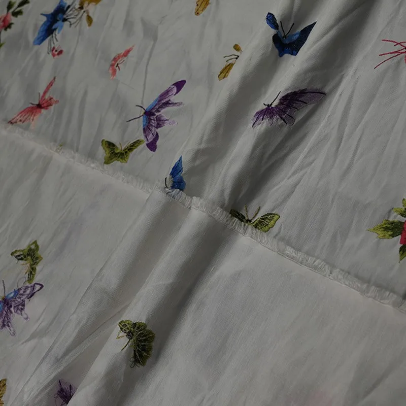 Embroidered jacquard double fabric silk real wing pattern Chinese cheongsam clothing