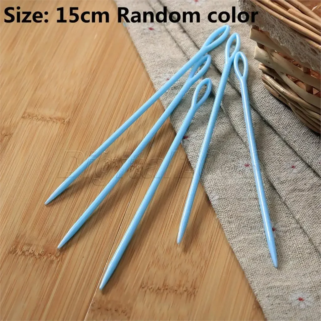 5X Plastic 15cm Threading Darning Needles Stitchery Needles Large Eye Wool Sewing Embroidery Tapestry Needles Color Random