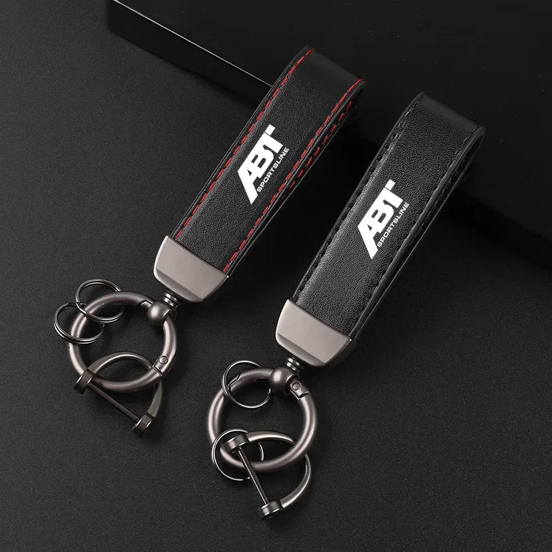 Deluxe Leather Keychain with Car Badge Keychain Pendant For ABT s5 sq7 a1 a3 s6 a5 q5 rs