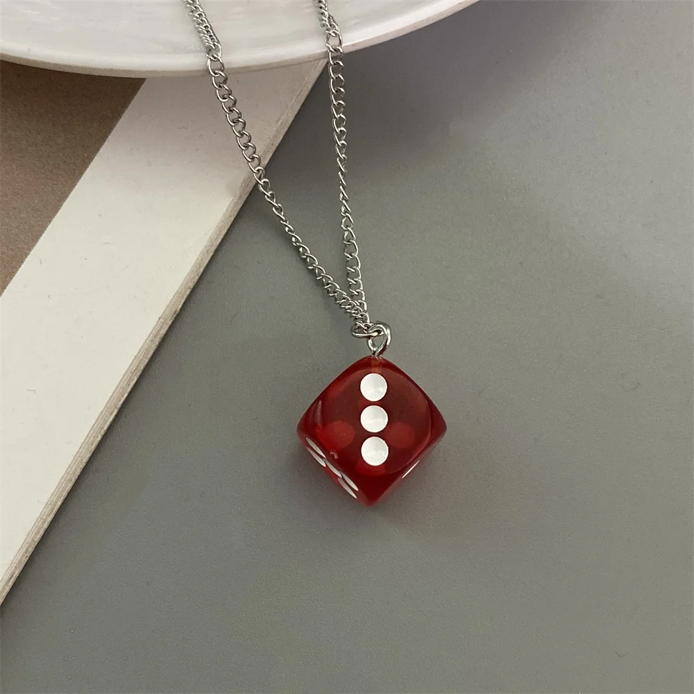 Color Dice Pendant Men Women Necklace New Hip hop Fashion Geometric Necklace for Women Men Silver Color Neck Jewelry Wholesale