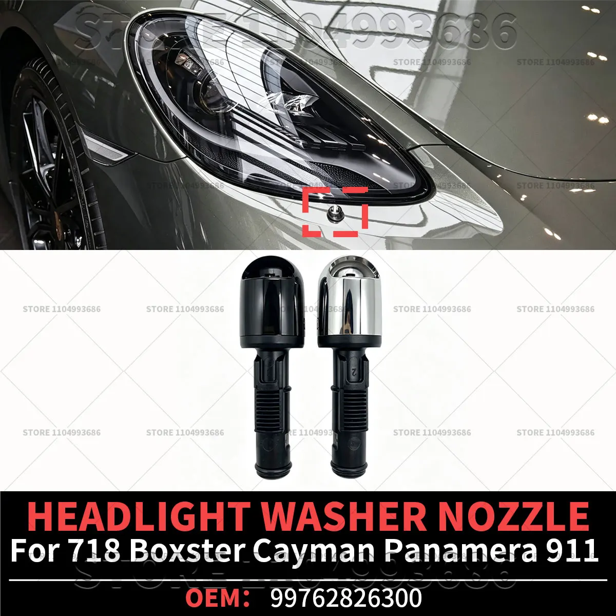 For Porsche Panamera 970 911 997 991 718 Cayman Boxster 987 981 982 Headlight Washer Nozzle Spray JetOEM 99762826300 97062823100