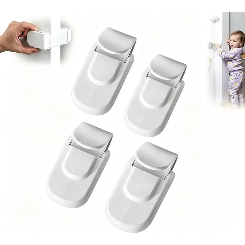 Portable For Baby, Toddler& Pet Safety No Drill Door Lock- 4Pcs Snap On Child Proof Door Latches For Bedrooms