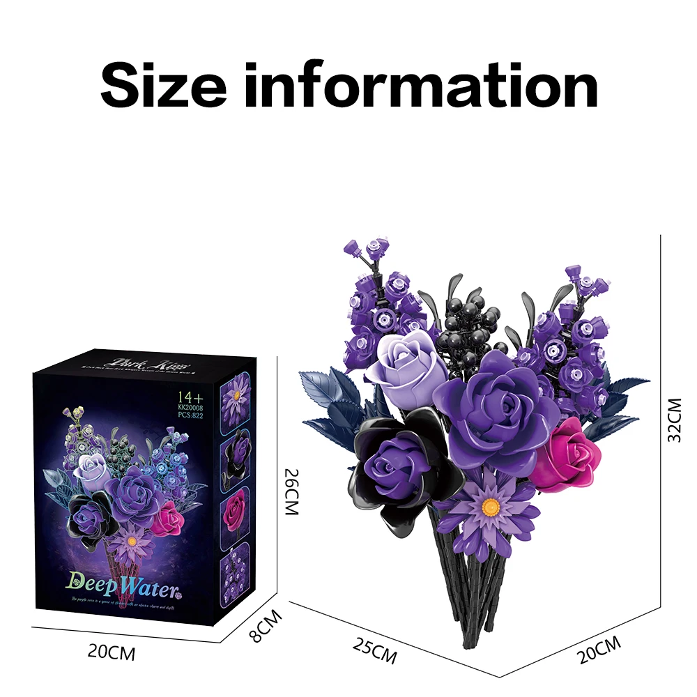 

Разноцветные 822 шт. День святого Валентина, розы, цветы, строительные блоки, подруга, день рождения, кирпичи, игрушки, декор для рабочего стола, свадебный лучший подарок