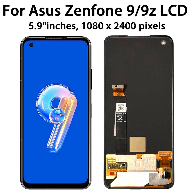 AMOLED para Asus Zenfone 9 LCD AI2202-1A006EU, AI2202, AI2202 _ B Display Touch Screen Digitador Assembly Substituição Zenfone 9z