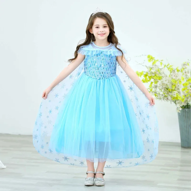 Elsa Costume Frozen LED Princess Dress Snow Queen Fancy Cosplay Party Elegant Toddler Light Up Carnival Halloween Clothes 2-10Y